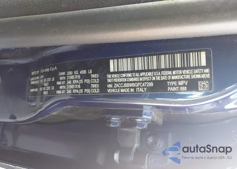 2016 Jeep Renegade Latitude from USA, damaged, VIN ZACCJBBW9GPC47299